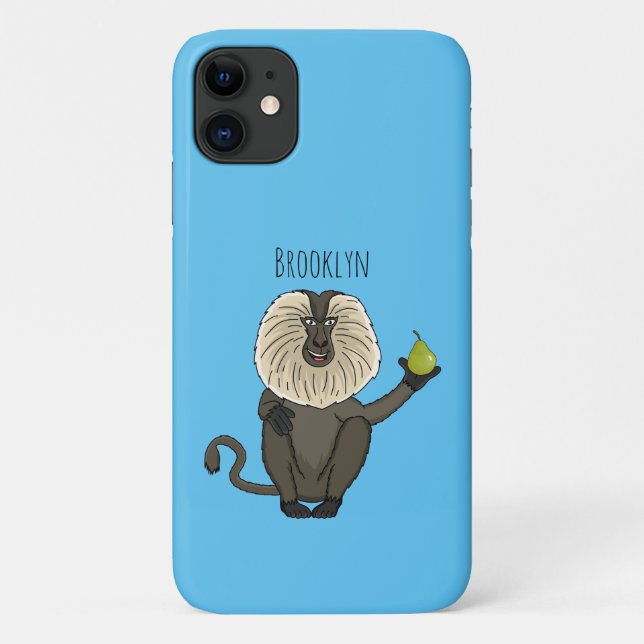 Capa Para iPhone 11 Cartoon macaco macaco-cauda-leão engraçado (Verso)