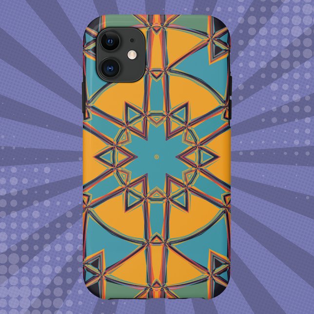 Capa Para iPhone 11 Cartoon Mandala Amarelo Azul e Laranja (Criador carregado)