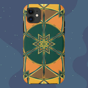 Capa Para iPhone 11 Cartoon Mandala Amarelo Laranja e Verde