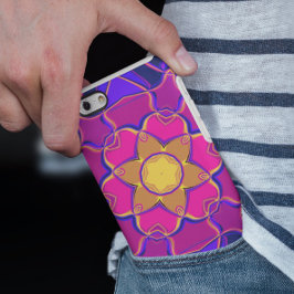 Capa Para iPhone 11 Cartoon Mandala Flor Amarelo Cor-de-rosa e Azul
