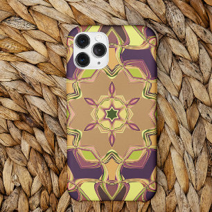 Capa Para iPhone 11 Cartoon Mandala Flor Amarelo Púrpura e Laranja