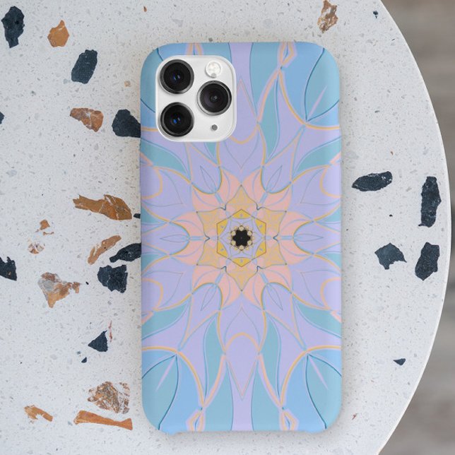 Capa Para iPhone 11 Cartoon Mandala Flor Azul e Amarelo (Criador carregado)