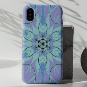 Capa Para iPhone 11 Cartoon Mandala Flor Azul e Púrpura