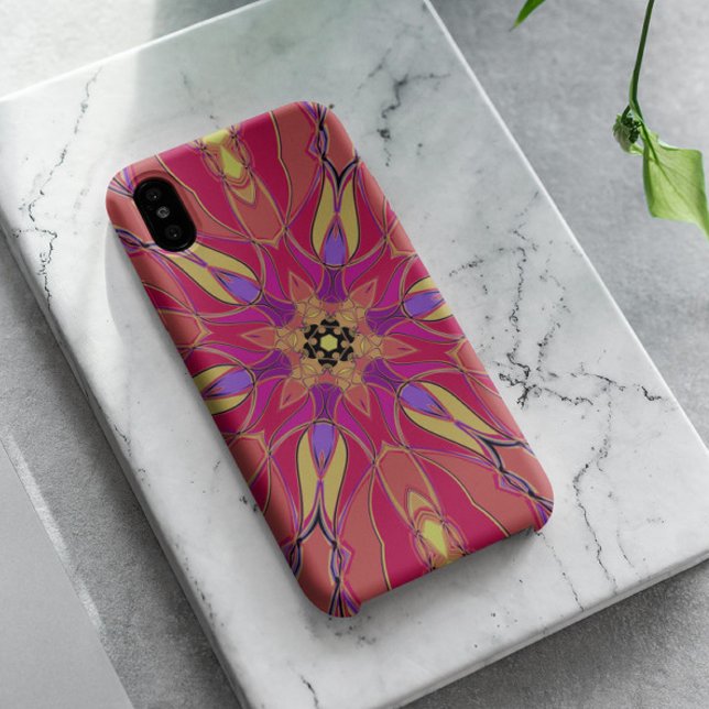 Capa Para iPhone 11 Cartoon Mandala Flor Rosa Amarelo e Puro (Criador carregado)