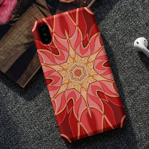 Capa Para iPhone 11 Cartoon Mandala Flor Vermelho e Laranja