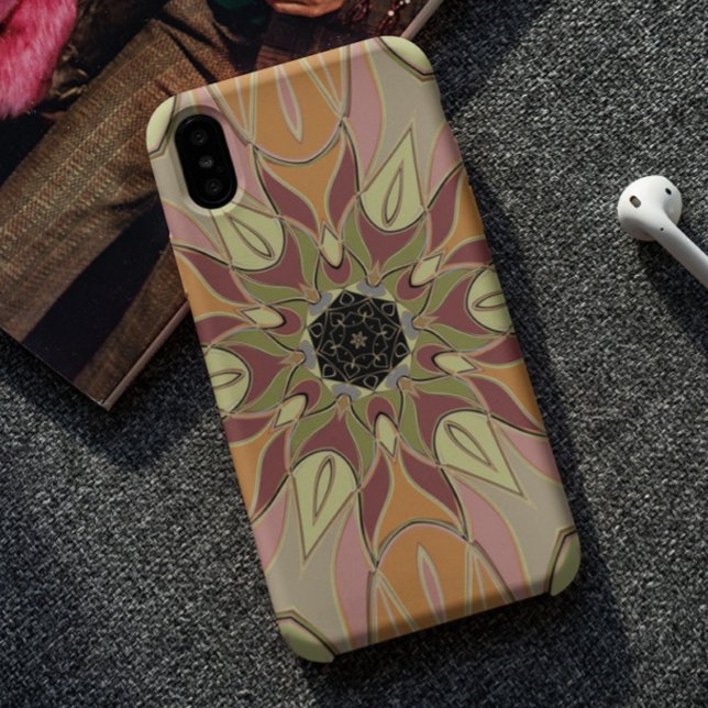 Capa Para iPhone 11 Cartoon Mandala Flor Vermelho Laranja e Amarelo (Criador carregado)