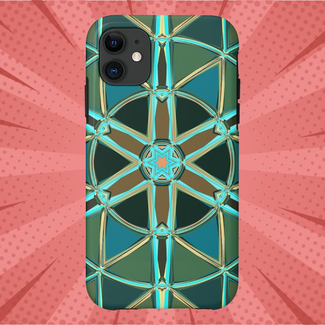 Capa Para iPhone 11 Cartoon Mandala Green Blue e Yellow (Criador carregado)