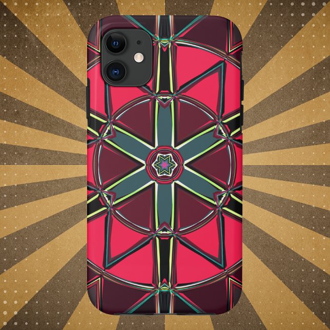 Capa Para iPhone 11 Cartoon Mandala Vermelho e Verde (Criador carregado)