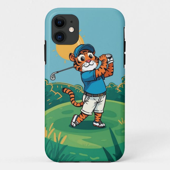 Capa Para iPhone 11 Cartoon Móvel Golfing Tiger (Verso)