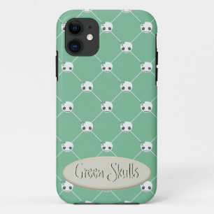 Capa Para iPhone 11 Cartoon White Skulls em Efeito de Texto Emboscada 