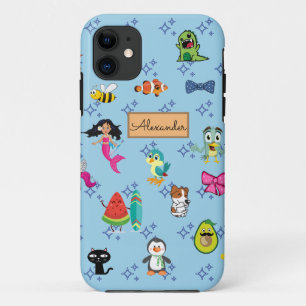 Capa Para iPhone 11 Cartoons provoca desenhos animados de crianças az