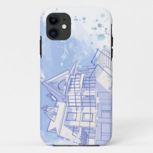 Capa Para iPhone 11 casa: desenhar da aguarela