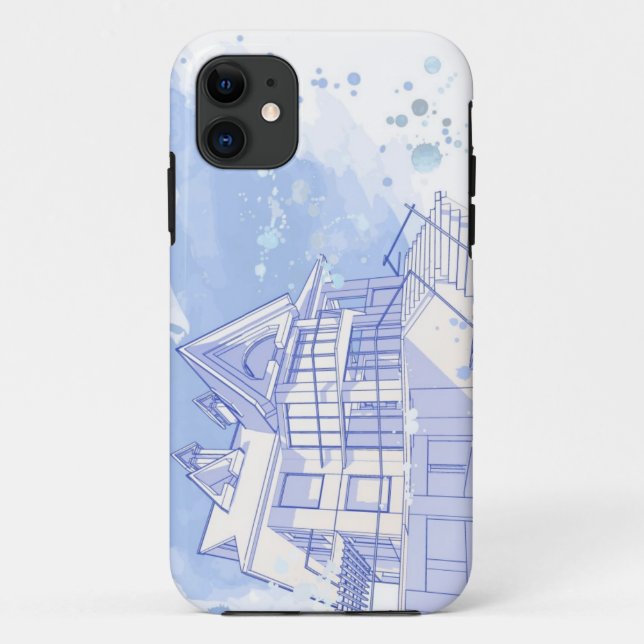 Capa Para iPhone 11 casa: desenhar da aguarela (Verso)