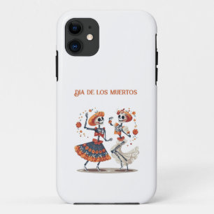 Capa Para iPhone 11 Casal de Esqueleto Dançante Personalizado do Día d