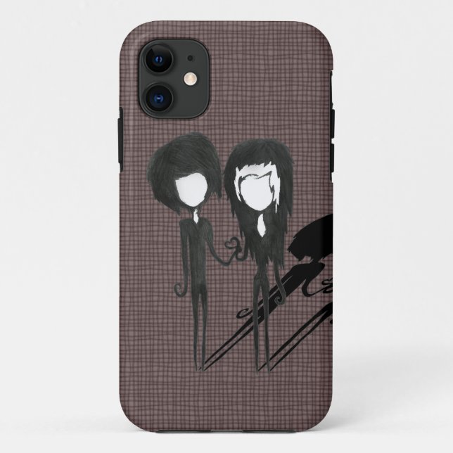 Capa Para iPhone 11 Casal Emo Gótico Fofo Menino e Menina (Verso)