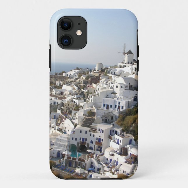 Capa Para iPhone 11 Casas brancas em Santorini (Verso)