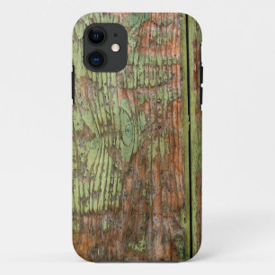 Capa Para iPhone 11 Cascata de madeira verde-marrom vestida e meteoriz