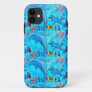 Capa Para iPhone 11 caso azul dos golfinhos
