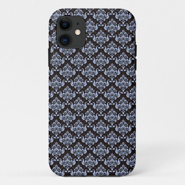 Capa Para iPhone 11 Caso Blue Damask iPhone 11 (Verso)