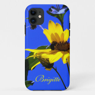 Capa Para iPhone 11 Caso Blue Sky, Sunflower N Bees iPhone 5