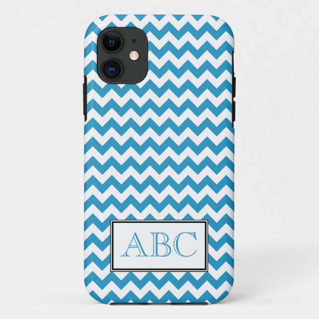 Capa Para iPhone 11 Caso Chevron Blue & White iPhone 5 (Verso)