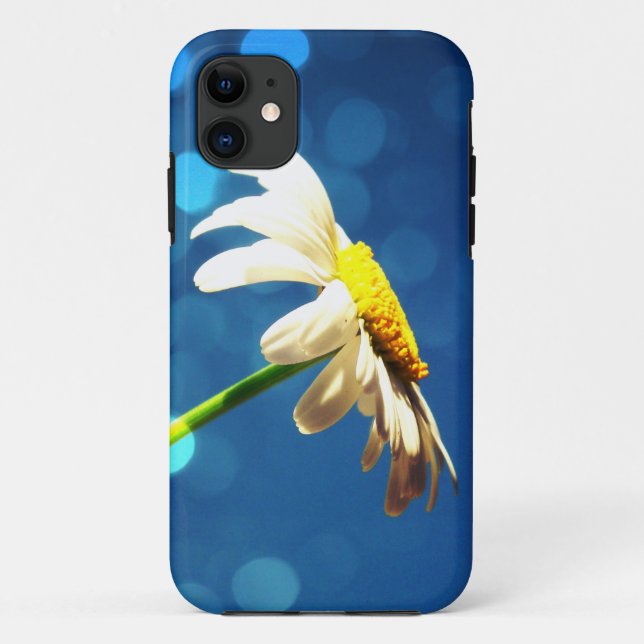 Capa Para iPhone 11 Caso Daisy -Blue Sparkle iPhone 5 (Verso)