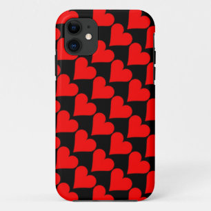 Capa Para iPhone 11 Caso de corações vermelhos pretos