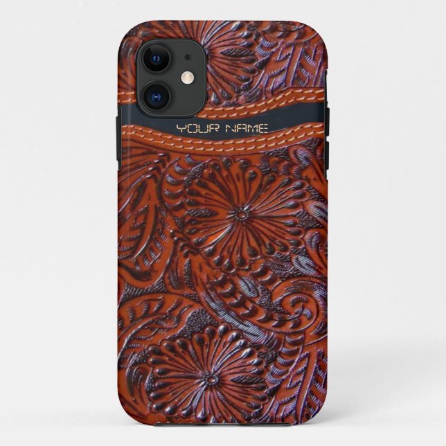 Capa Para iPhone 11 caso de couro ocidental do iphone 5 do olhar (Verso)