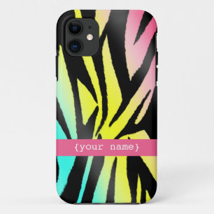 Capa Para iPhone 11 Caso de néon do iPhone 5 da zebra