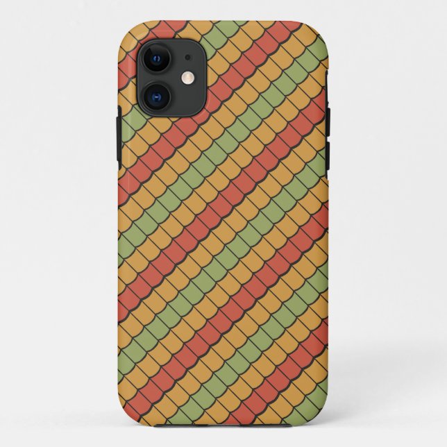 Capa Para iPhone 11 Caso de Penas Tribais Vermelho Amarelo Verde iPhon (Verso)