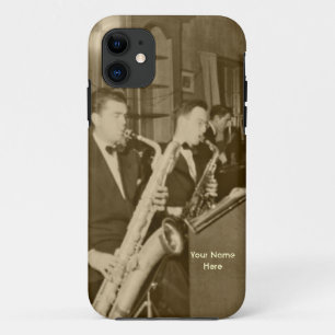 Capa Para iPhone 11 Caso do iPhone5 da Grande Banda Saxofone da Vintag
