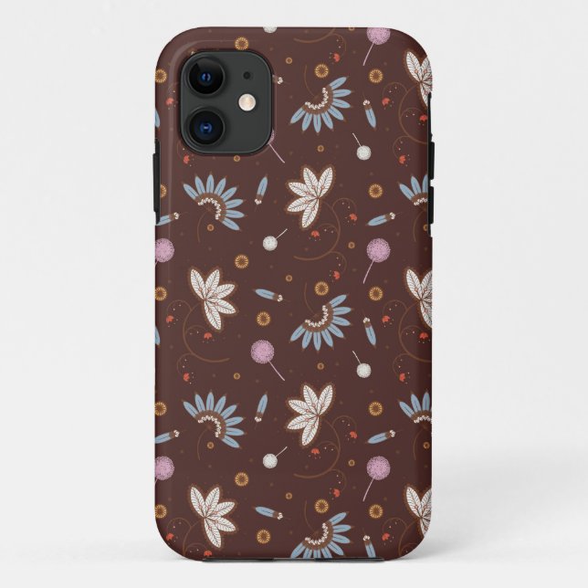 Capa Para iPhone 11 caso do iPhone 5 - Brown floral (Verso)
