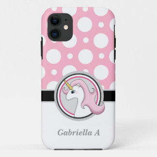 Capa Para iPhone 11 Caso do iPhone 5 da Bolinhas Unicorn rosa