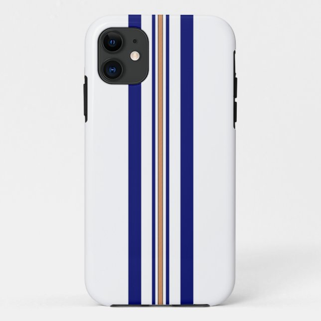 Capa Para iPhone 11 Caso do iPhone 5 da prancha - listras azuis (Verso)