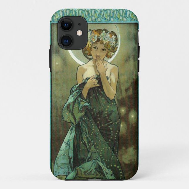 Capa Para iPhone 11 Caso do iPhone 5 de Alphonse Mucha Clair De Lune (Verso)
