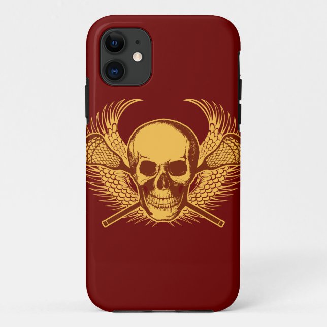 Capa Para iPhone 11 Caso do iphone 5 do crânio do Lacrosse - vermelho (Verso)