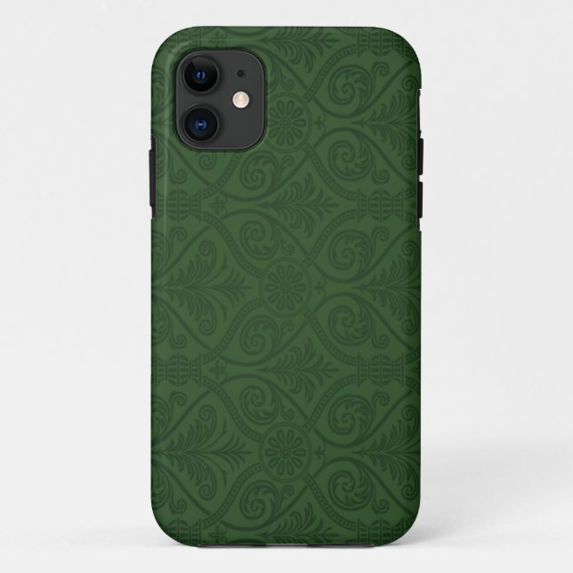Capa Para iPhone 11 Caso do iPhone 5 do damasco de Forest Green (Verso)