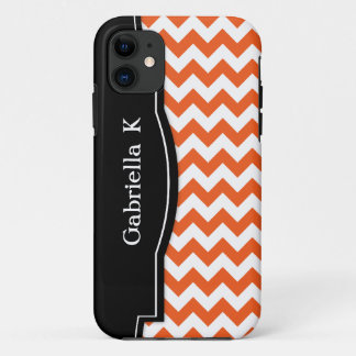 Capa Para iPhone 11 Caso do iPhone 5 do Frame Preto Laranja Chevron