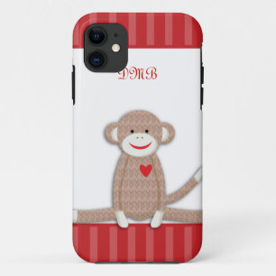 Capa Para iPhone 11 Caso do iPhone 5 do Monograma do Macaco do Sock