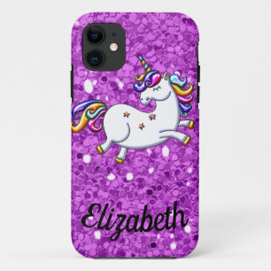 Capa Para iPhone 11 Caso do iPhone 5 do Unicórnio Roxo Glitter