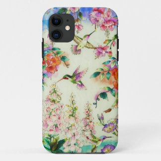 Capa Para iPhone 11 Caso do iPhone 5 dos colibris e das flores do rosa