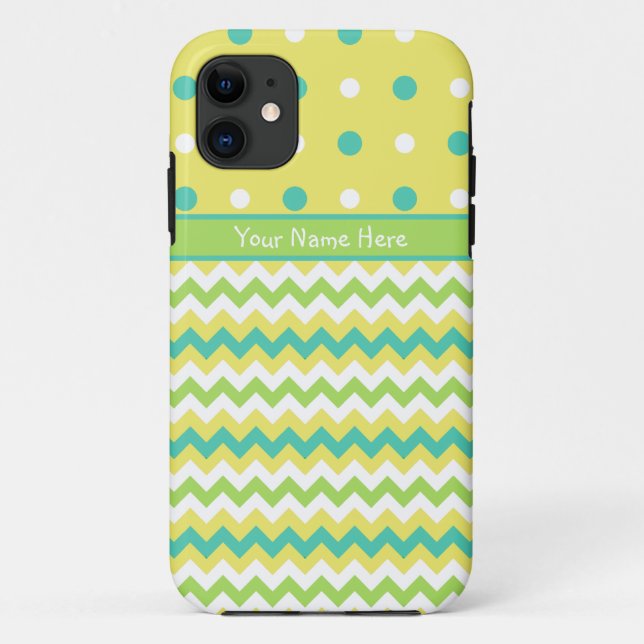 Capa Para iPhone 11 Caso do iPhone 5 para Personalizar: Bolinhas, Chev (Verso)