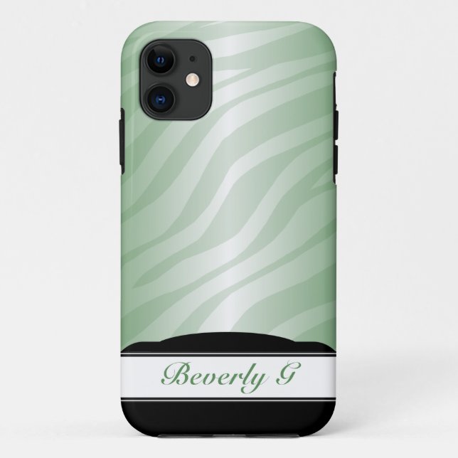 Capa Para iPhone 11 Caso do iPhone 5 Personalizado do Zebra Print Gree (Verso)