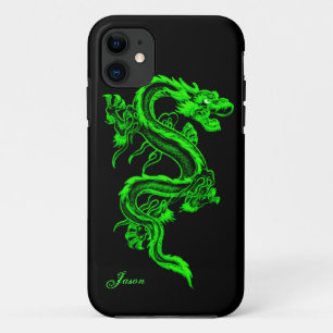 Capa Para iPhone 11 Caso do iPhone Personalizado do Neon Green Dragon