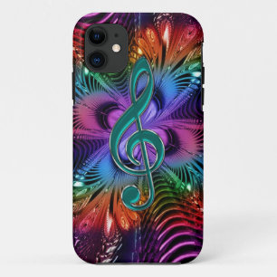 Capa Para iPhone 11 Caso flamejante do Clef de triplo da música do