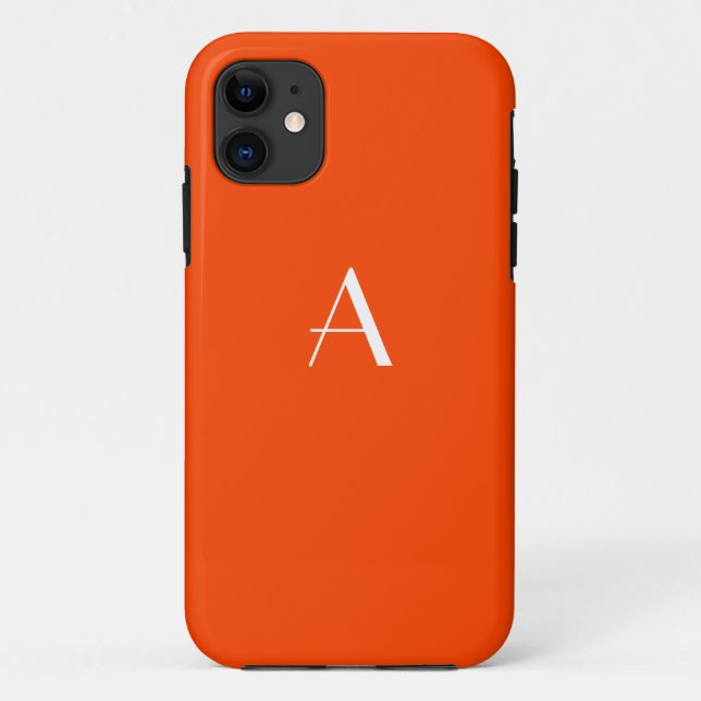 Capa Para iPhone 11 Caso iPhone 5 de Monograma Vermelho Laranja (Verso)