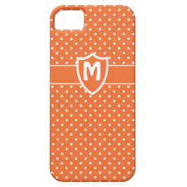 Capa Para iPhone 11 Caso iPhone 5 Monograma, Bolinhas Laranja