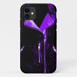 Capa Para iPhone 11 Caso iPhone 5 roxo de Jaqueta de couro