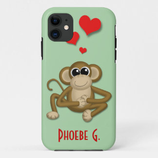 Capa Para iPhone 11 Caso Personalizado do iPhone 5 com Amor a Macaco B