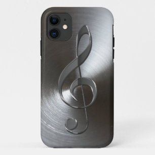 Capa Para iPhone 11 Caso Silver Treble Clef iPhone 5, do amante da mús